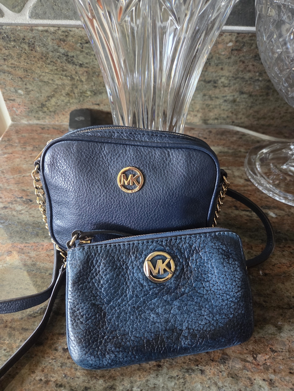 Michael Kors Mini Navy Leather Crossbody Bag Set